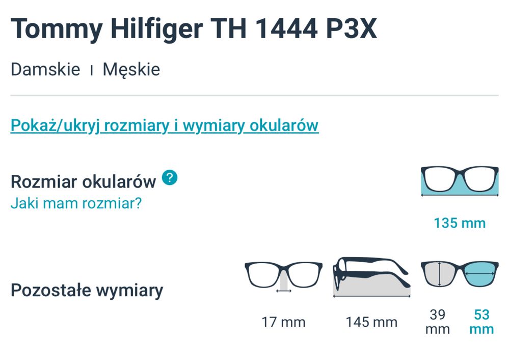 Okulary oprawki Tommy Hilfiger TH 1444 P3X