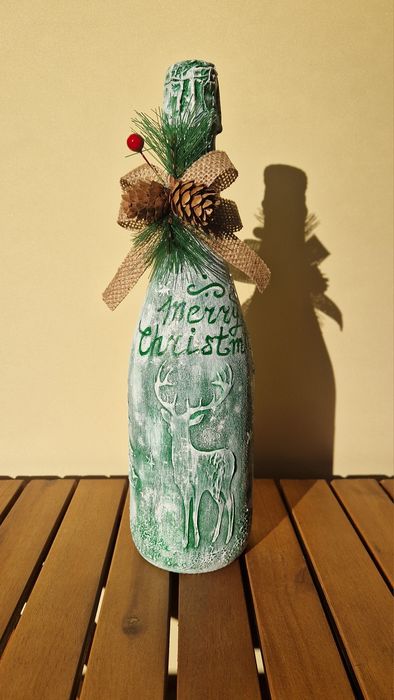 Сувенір, подарунок, хенд мейд, новорічні свята. Декорована пляшка