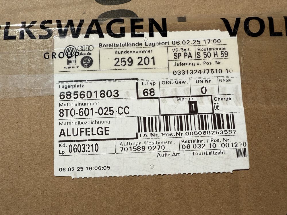 Oryginalna Nowa Felga AUDI A5 S5 A6 C7 8,5x18 ET29 5x112
