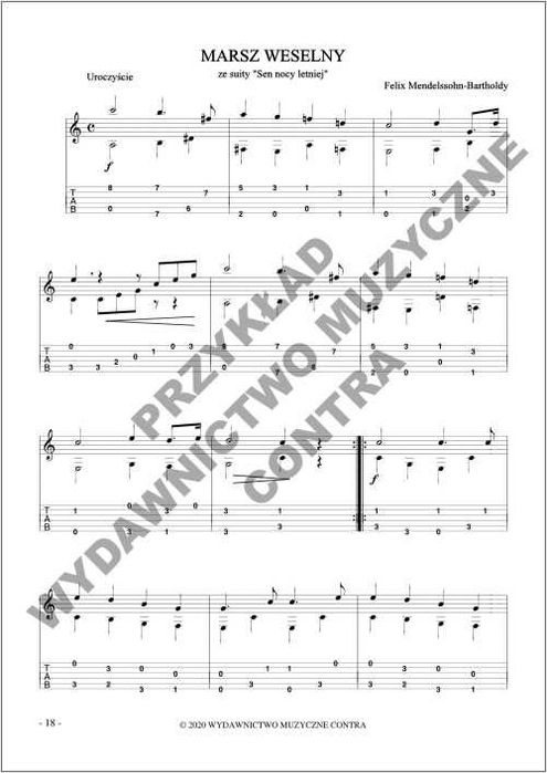Łatwy Mendelssohn na gitarę fingerpicking (nuty + tabulatury)