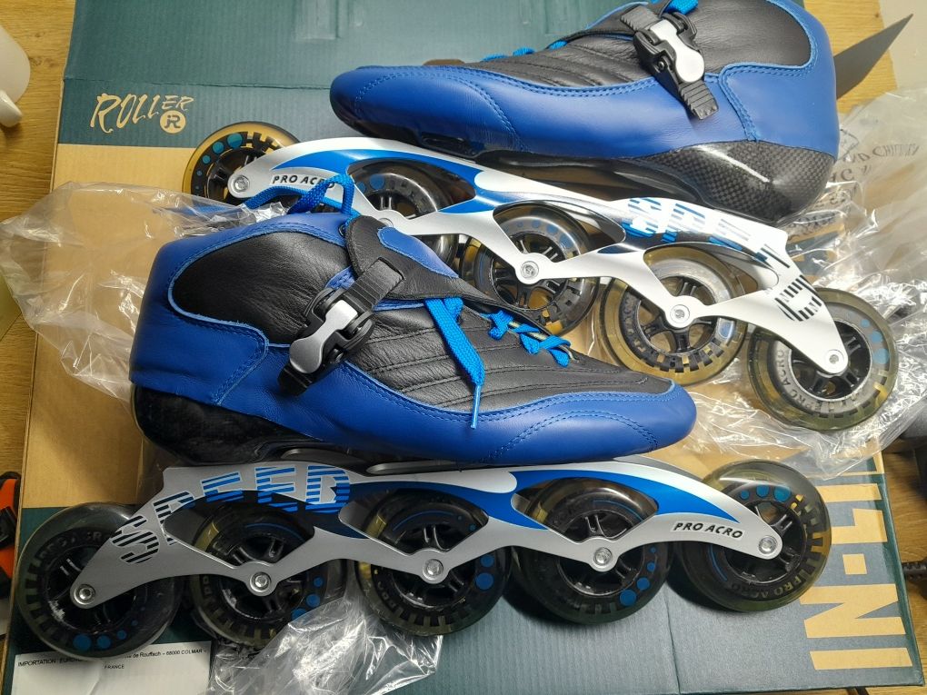 Rolki pro acro speed 5 kółek niebiesko czarne rozmiar 41 dł. 26cm