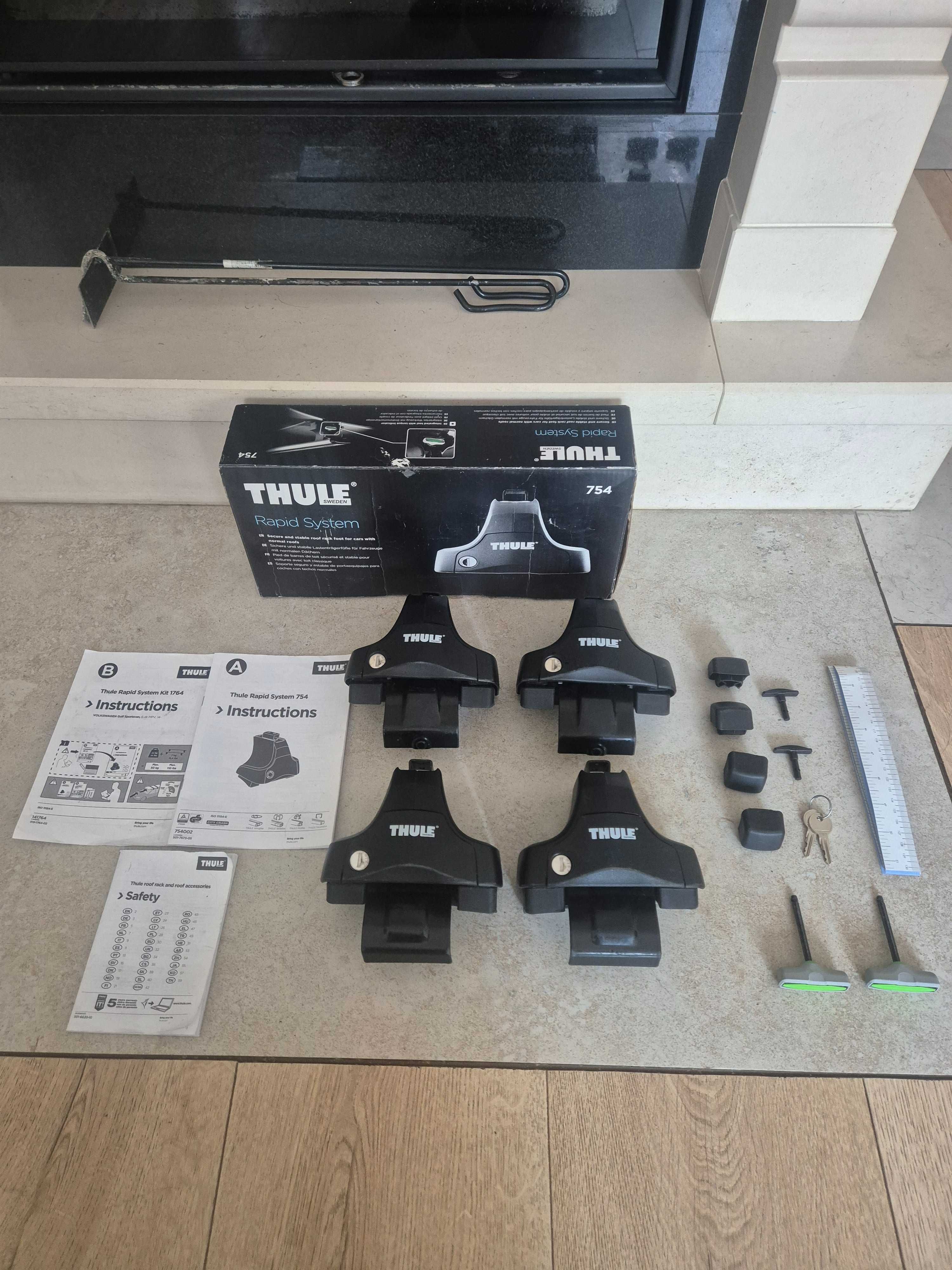 Stopy 4szt Thule 754 Rapid system + kit Thule Rapid System 1764
