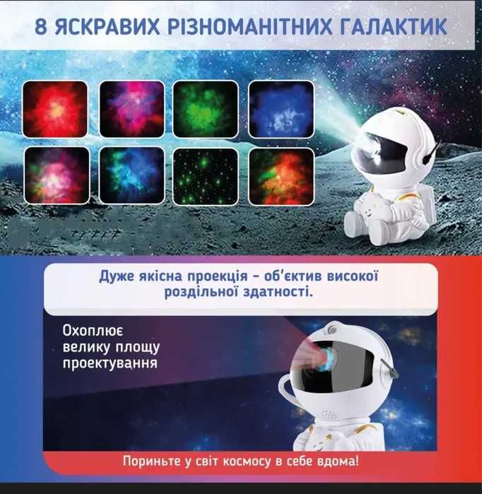 Проектор Астронавт з пультом нічник ночник звездного неба космонавт