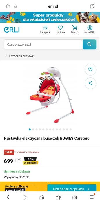 Huśtawka elektryczna bujaczek BUGIES Caretero