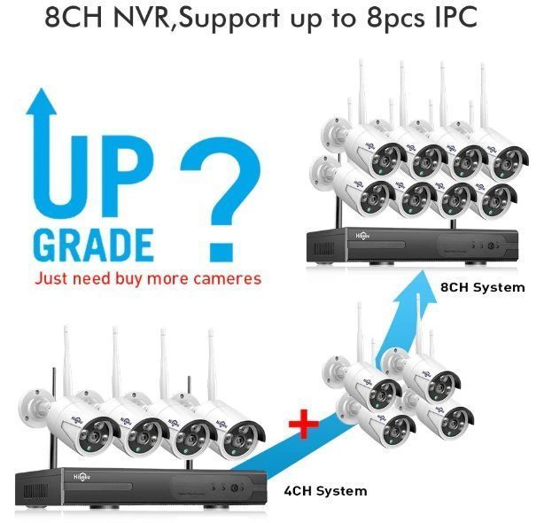 Kit CCTV WiFi videovigilância 8CH 4 câmaras 1080p impermeável wireless