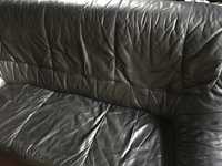 Sofa z czarnej naturalnej skóry
