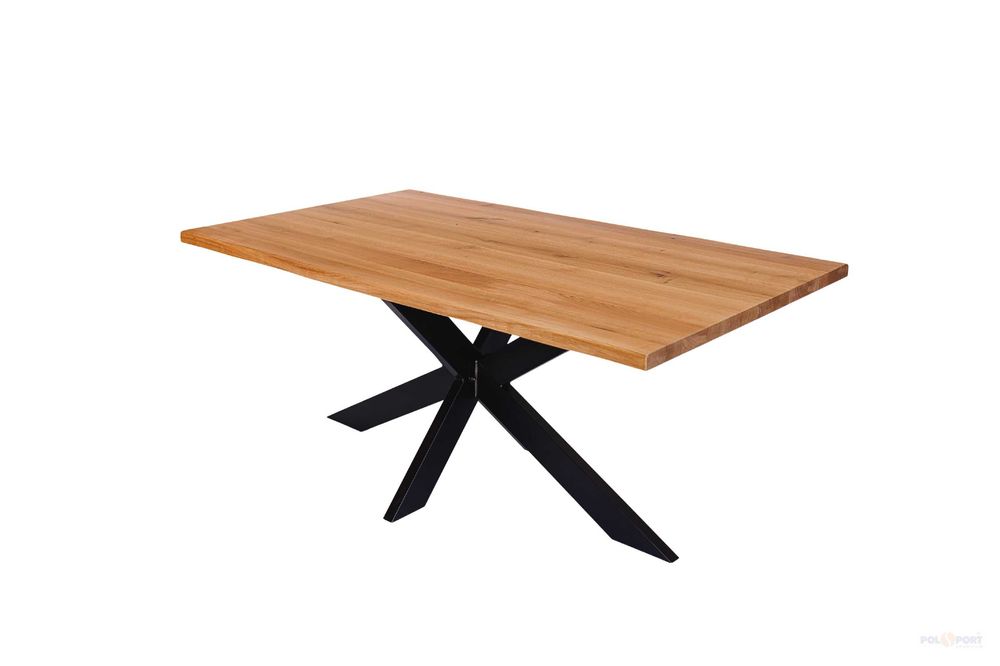 Stół dębowy rustykalny 200x100 – lite drewno, nogi pająk/krzyżak