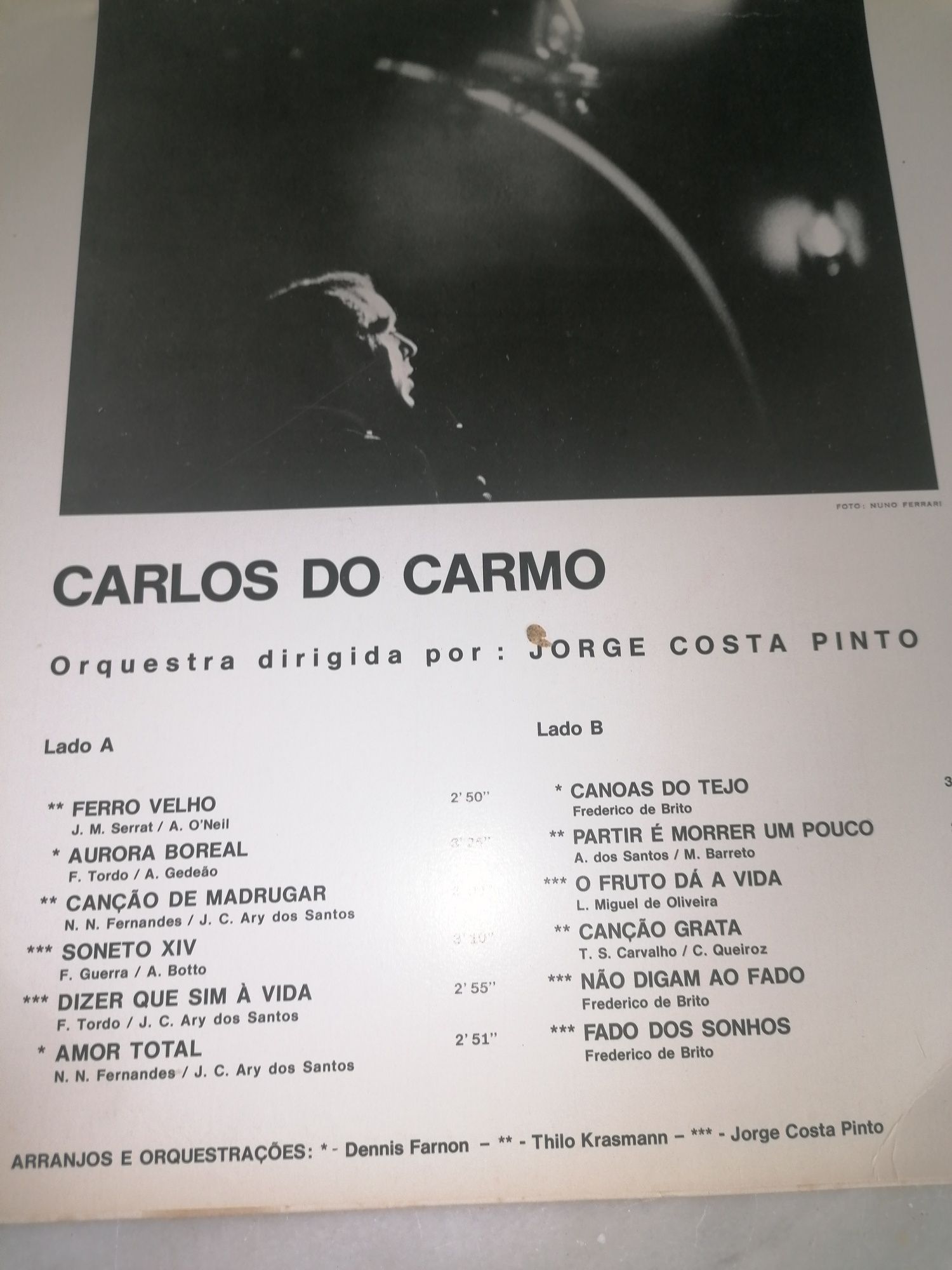 Disco vinil Carlos do Carmo de 11972