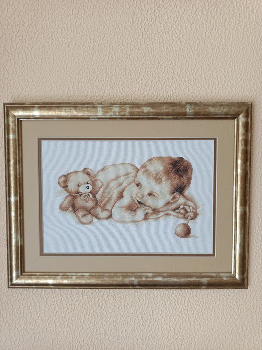 Картина вышитая крестиком Малыш