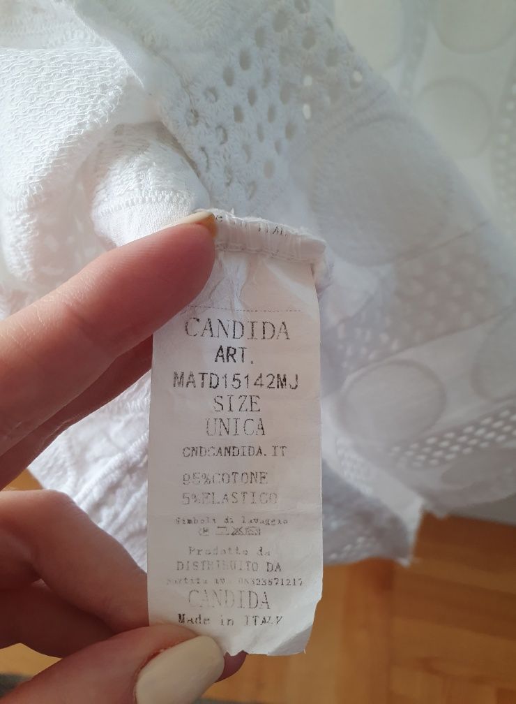 Biała bluzka ażurowa / koronkowa krótki rękaw Candida