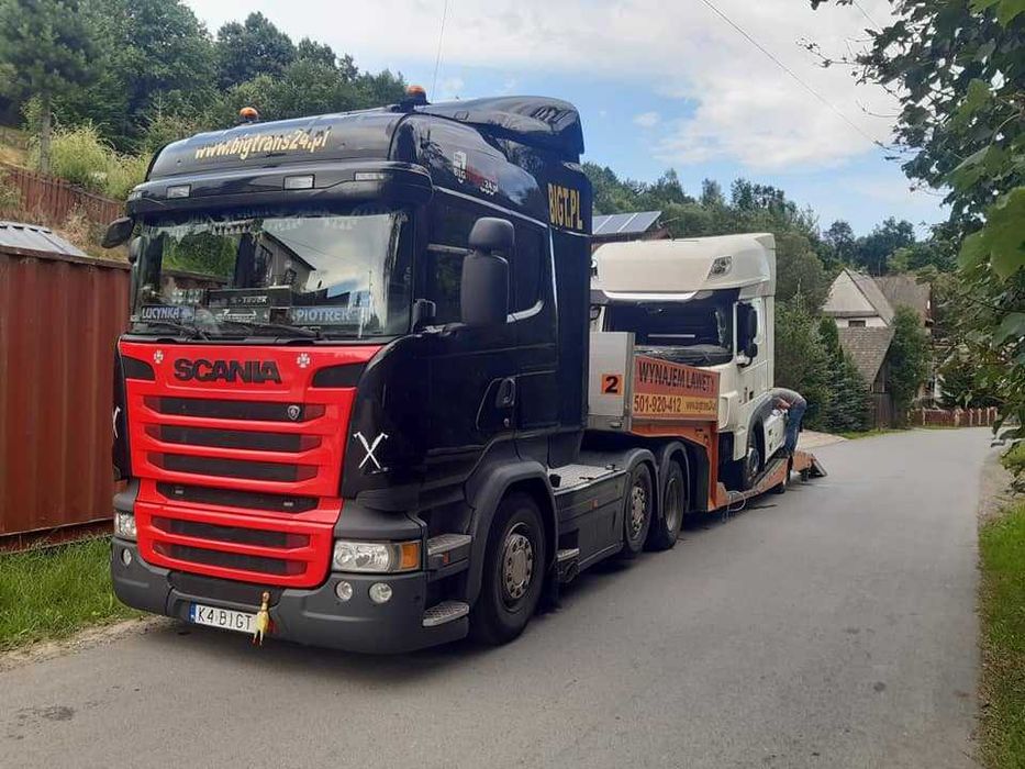 Wynajem lawety transport ciągników siodłowych, niskopodwoziowy
