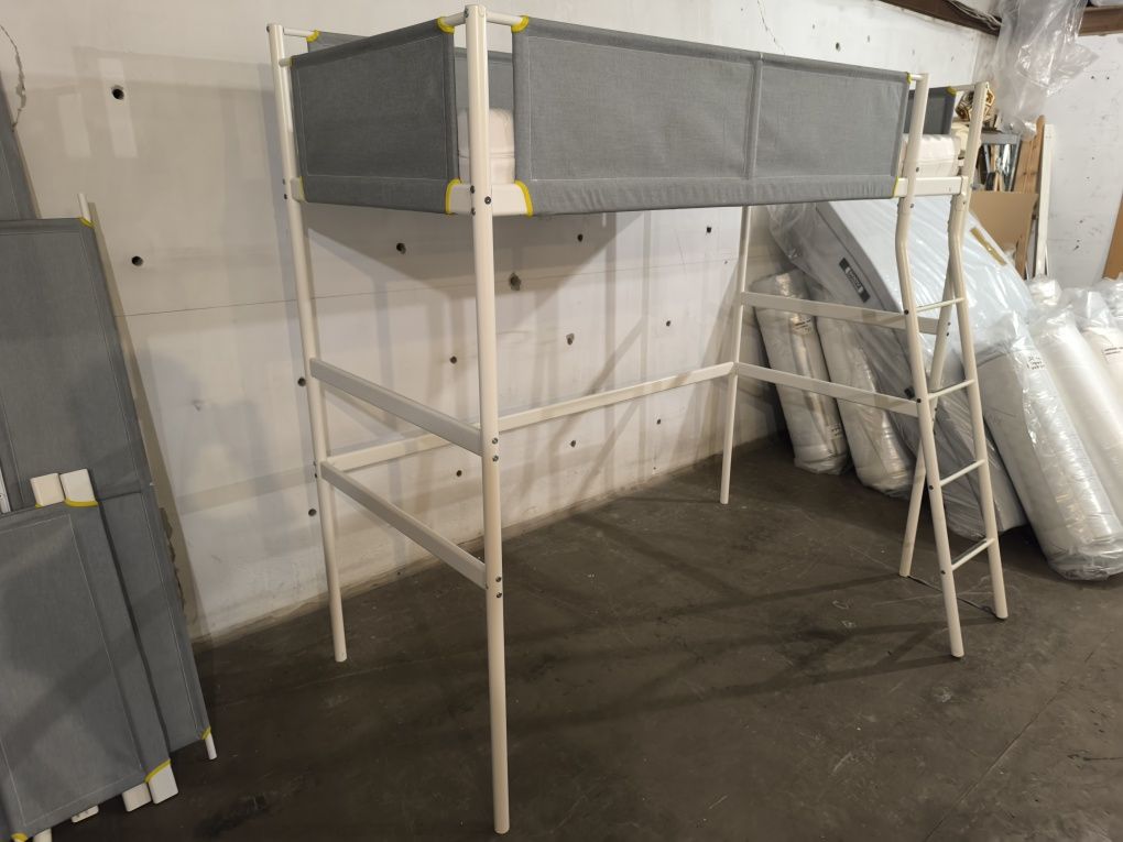 Ikea Vitval 90x200 + Materac Łóżko na Antresoli Piętrowe Solidne Białe