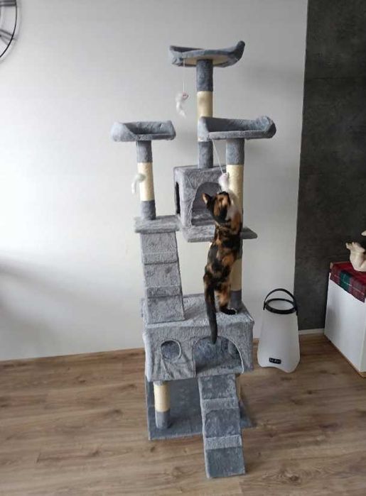 drapak dla kota wysoki 170 cm domek zabawki legowisko czarny - Nowy