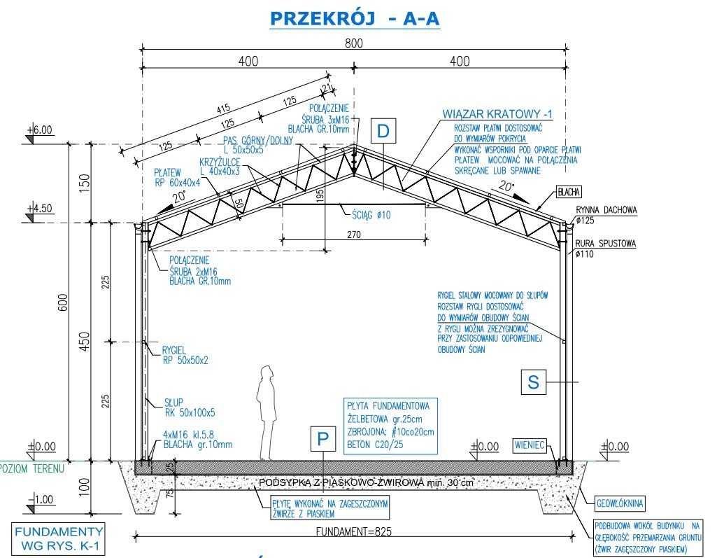 PROJEKT hala stalowa garaż wiata - dowolny wymiar