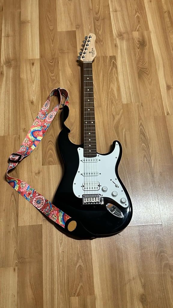 Gitara Elektryczna Corona STANDARD ST M-BLK z pokrowcem i wzmacniaczem