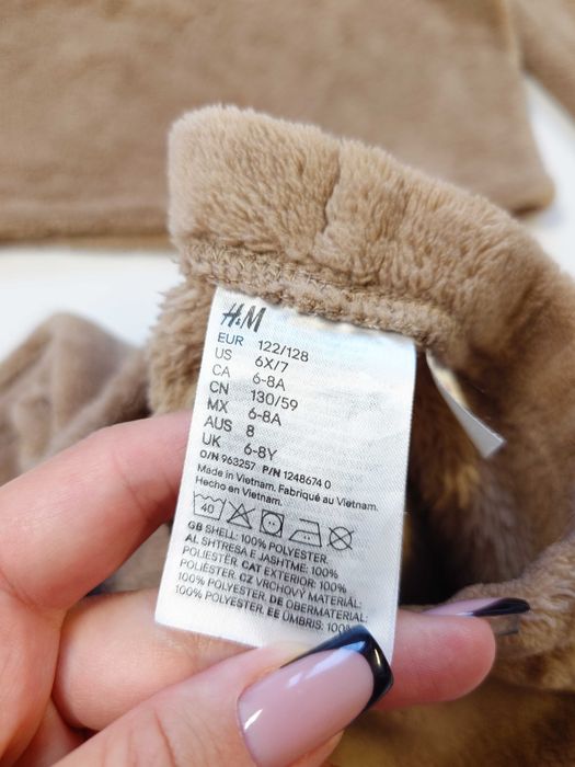 Ciepła polarowa chłopięca piżama pluszowy miś H&M 122-128