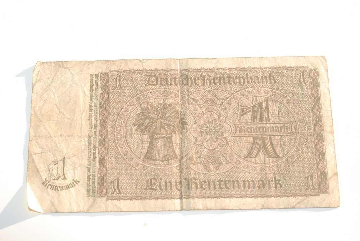Stary banknot 1 marki 1 Rentenmark 1937 antyk Niemcy - III Rzesza