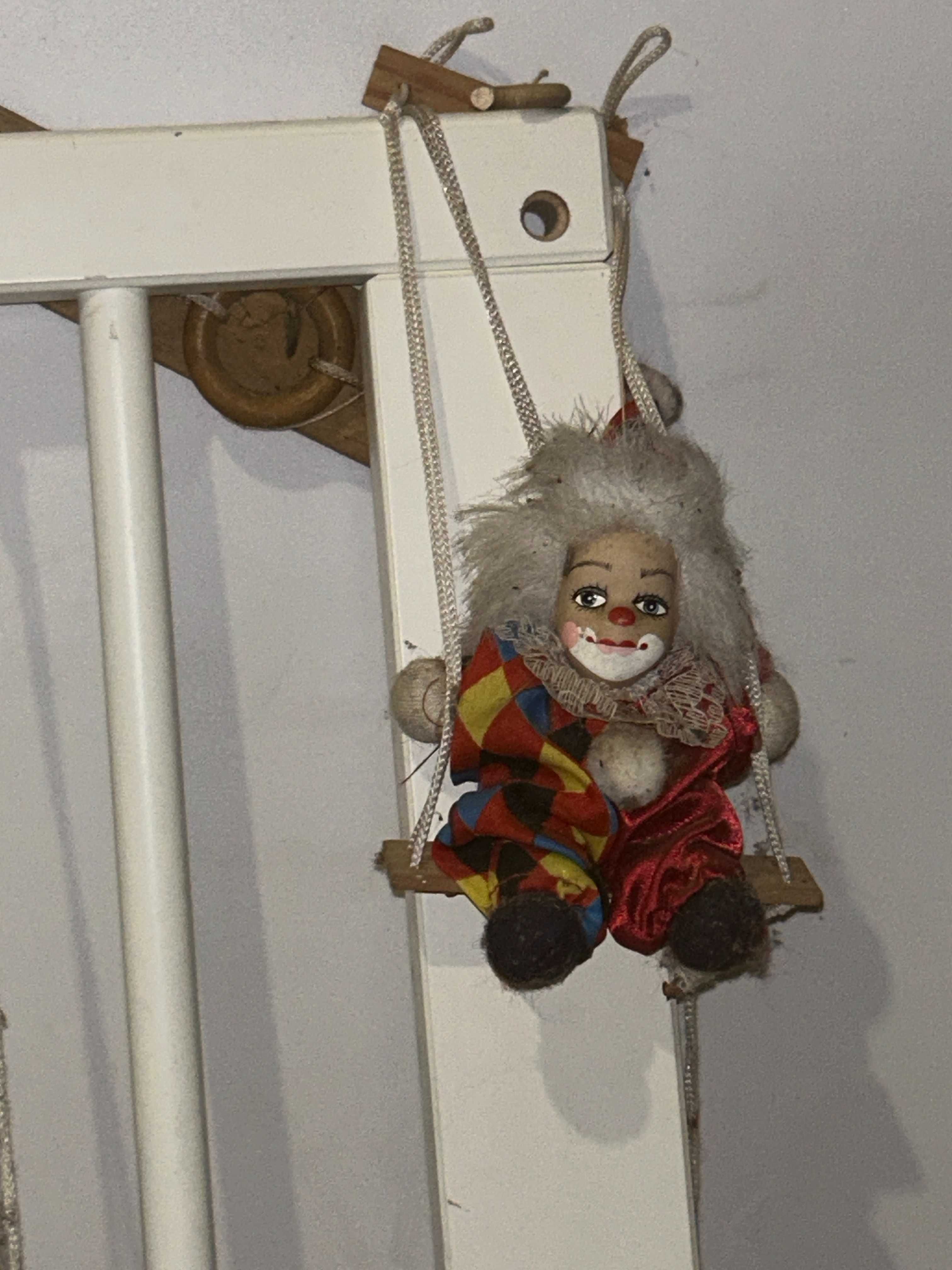 Lalka Ceramiczna,Marionetka KLAUN na sznurku - 4 sztuki