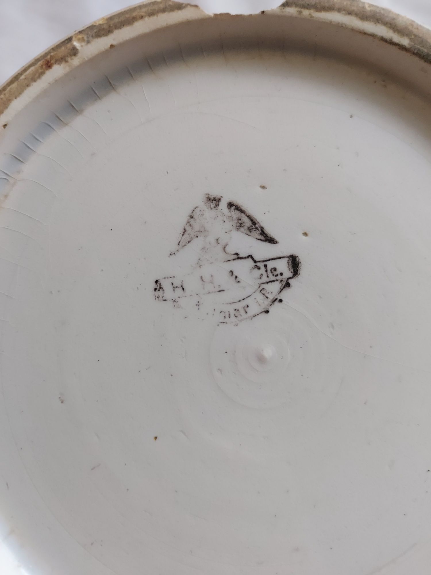 Stary niemiecki pojemnik porcelanowy gries