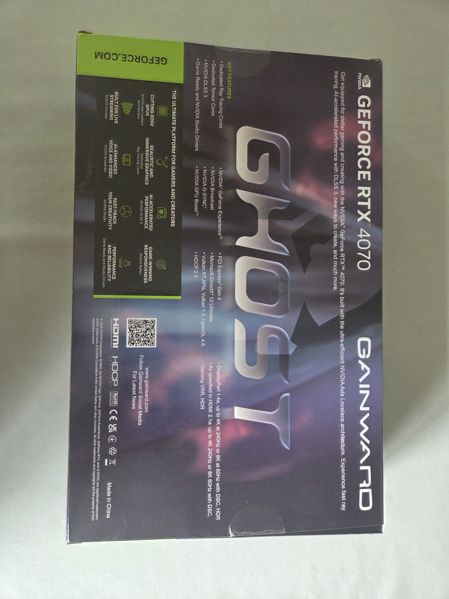 Sprzedam pudełko od karty graficznej  Gainward Geforce RTX 4070 12GB