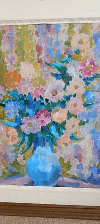 Obraz ręcznie malowany kwiaty 90X70- akwarela