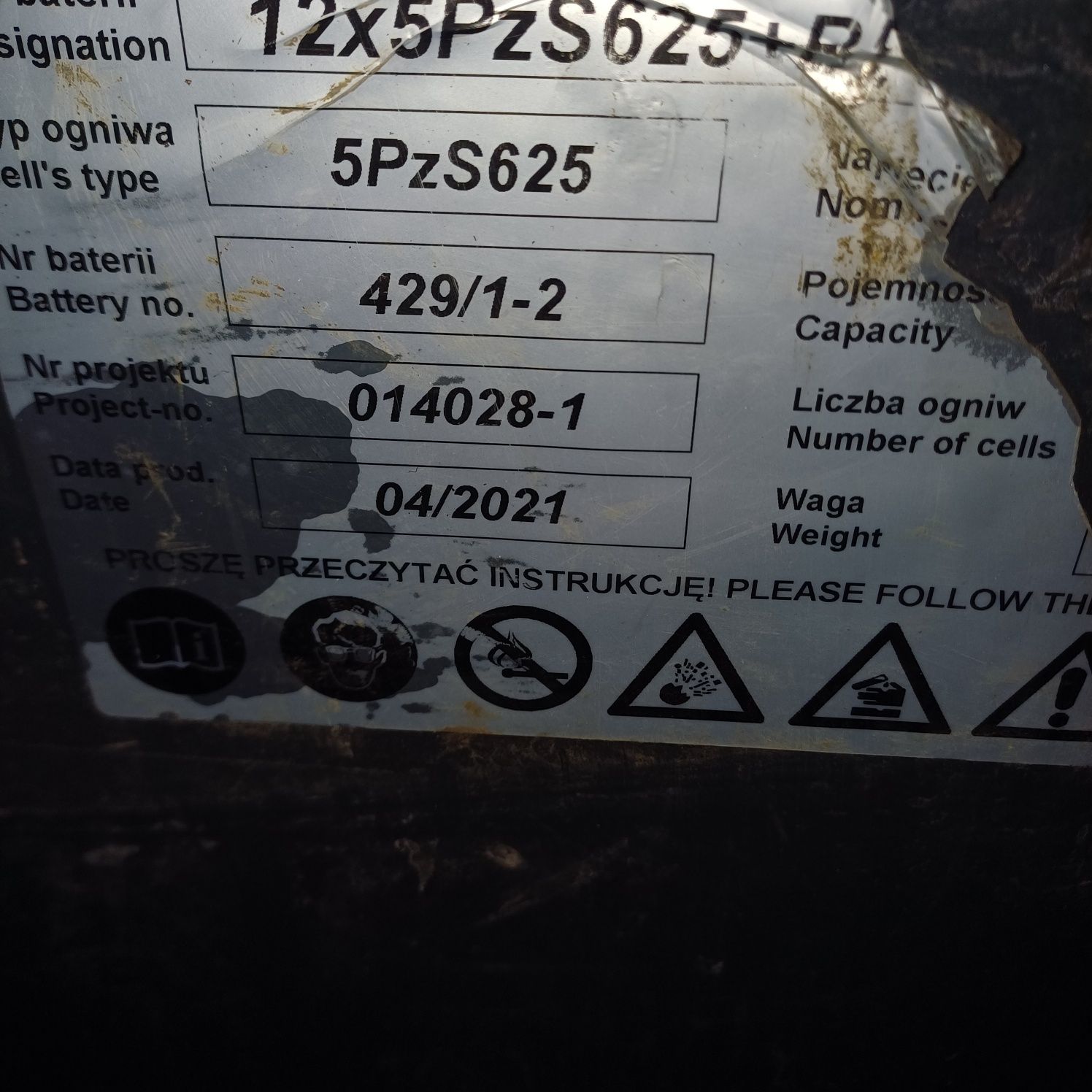 Bateria trakcyjna 2021r. 24V 625ah Linde E12 E15