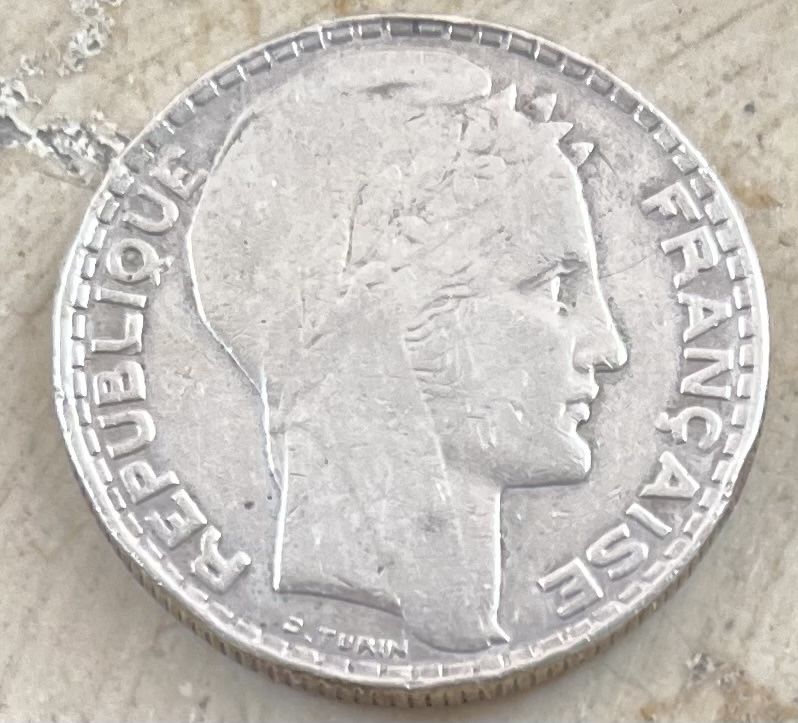 Moeda de prata de 10 francos de 1934 de França