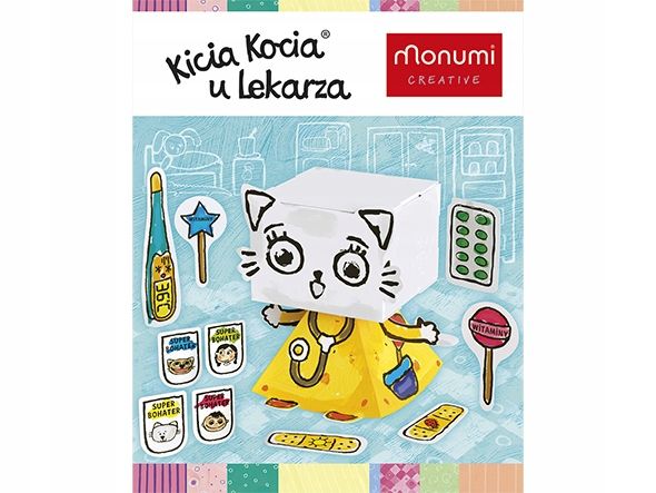 Kicia Kocia u Lekarza kolorowanka 3D malowanka kreatywna przestrzenna