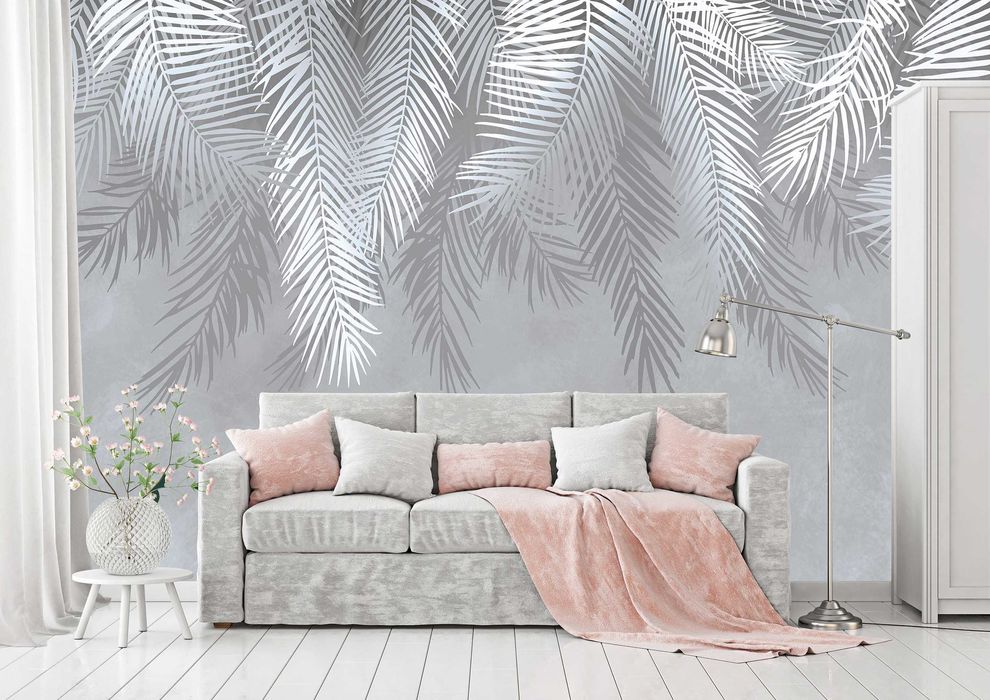 Fototapeta TOP Pióra Szaro-Białe Na Ścianę 3D Twój Rozmiar + KLEJ