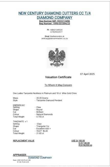 Złoty naszyjnik  Tanzanit i diamenty 27szt 0,755ct Pr.750 20,2gr
