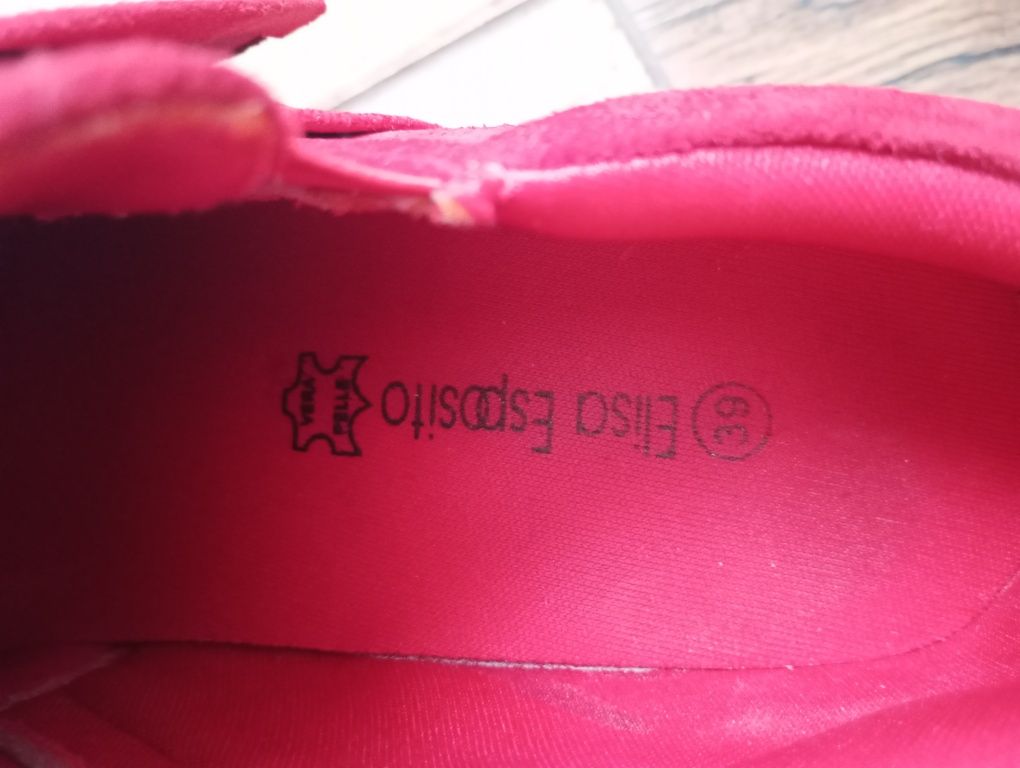 Czerwone damskie buty na koturnie 24,5 cm wkładka rozmiar 39