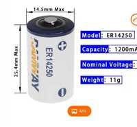 Литиевая батарея ER14250 1/2AA 3.6V Ramway