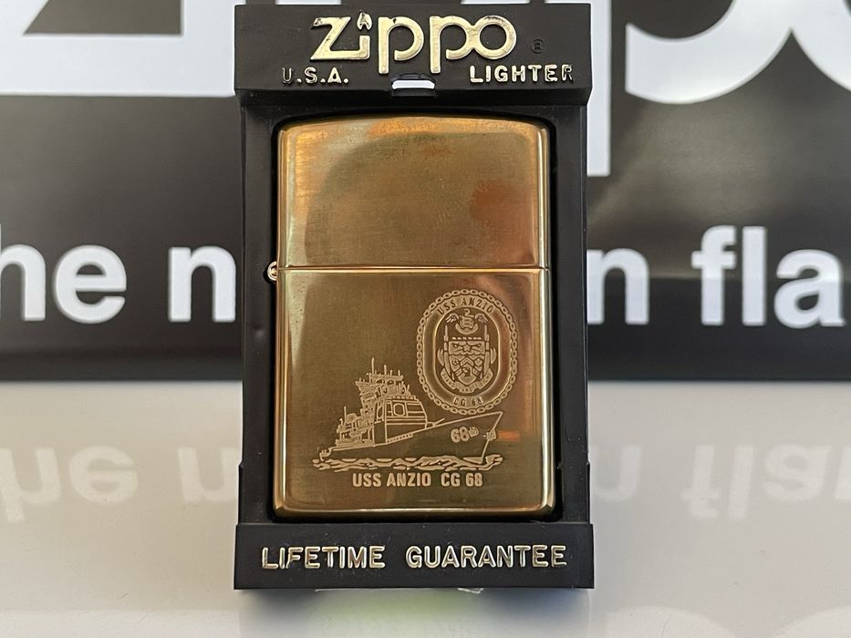 Zapalniczka Zippo 2001 USS Anzio CG-68, US Navy, Brass, NOWA