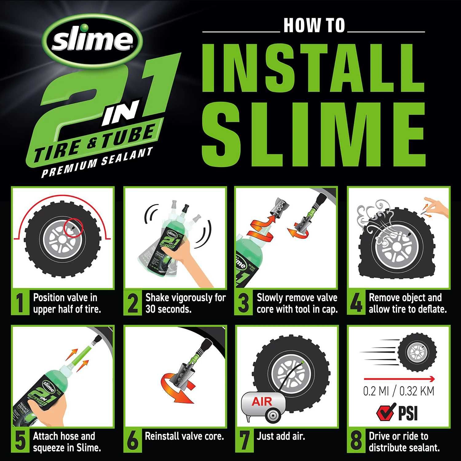 Герметик для камер та безкамерок Slime Premium 2-in-1, 946 мл