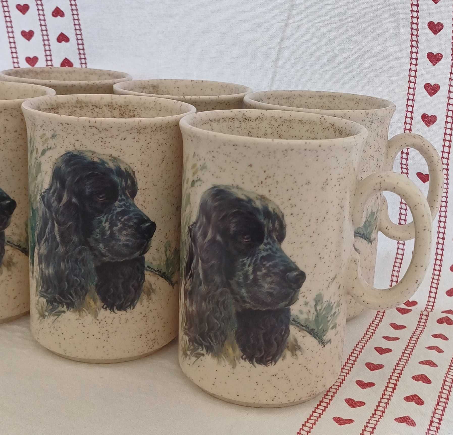 8 Kubki z psem springer spaniel angielska ceramika TAMS Monika Heller