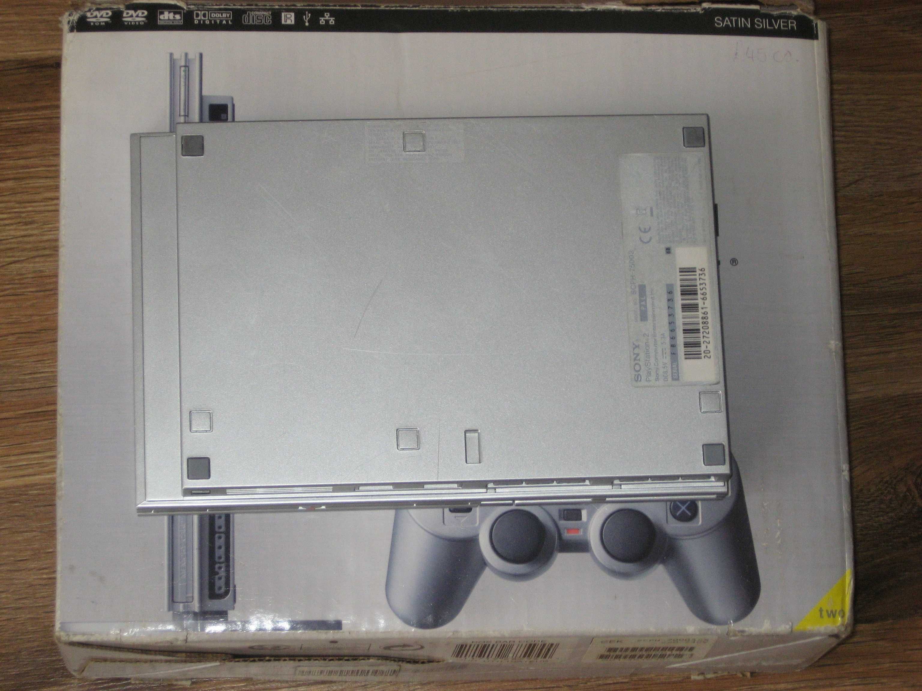 Zestaw SONY Play Station 2 Slim Satin Silver Pudełko PLOMBA!
