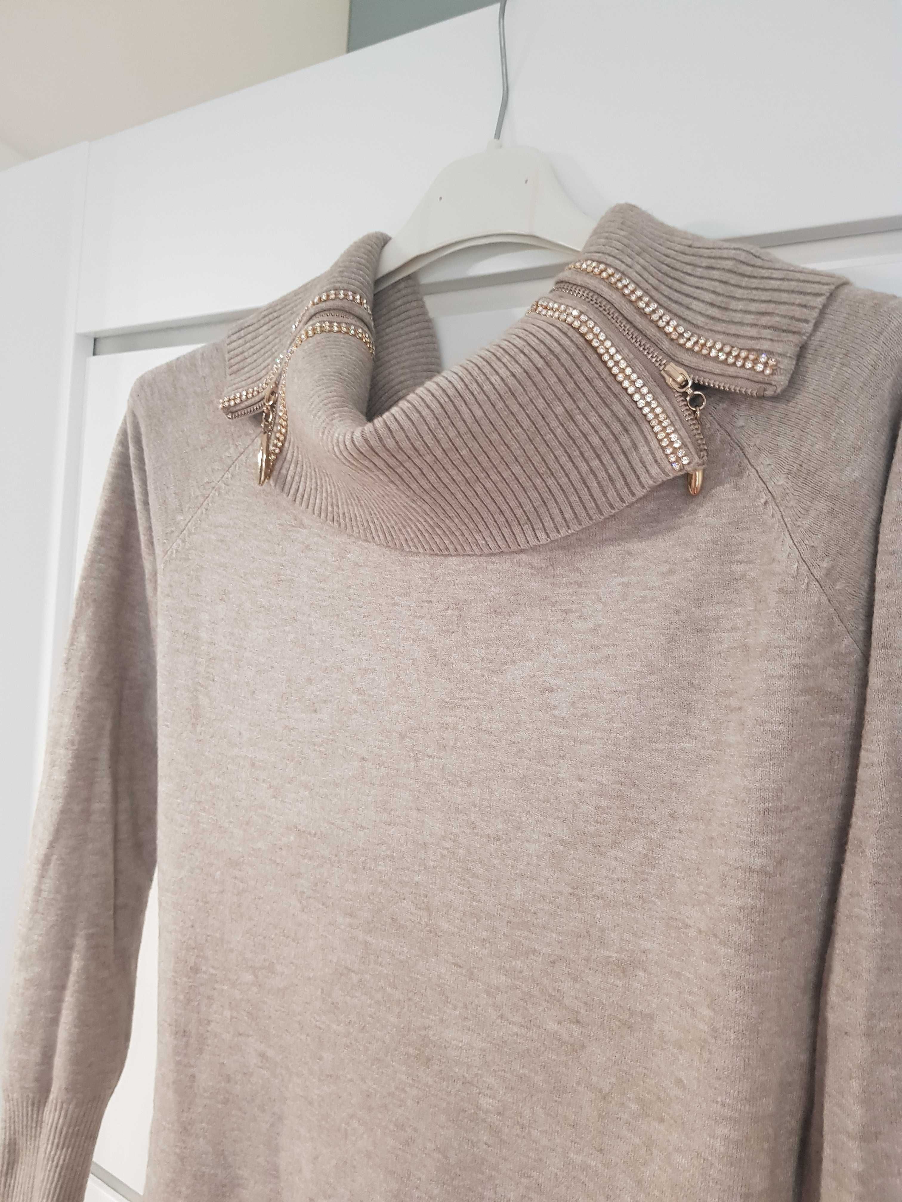 wyjatkowa sweterkowa tunika-lsniace diamenciki  S/M