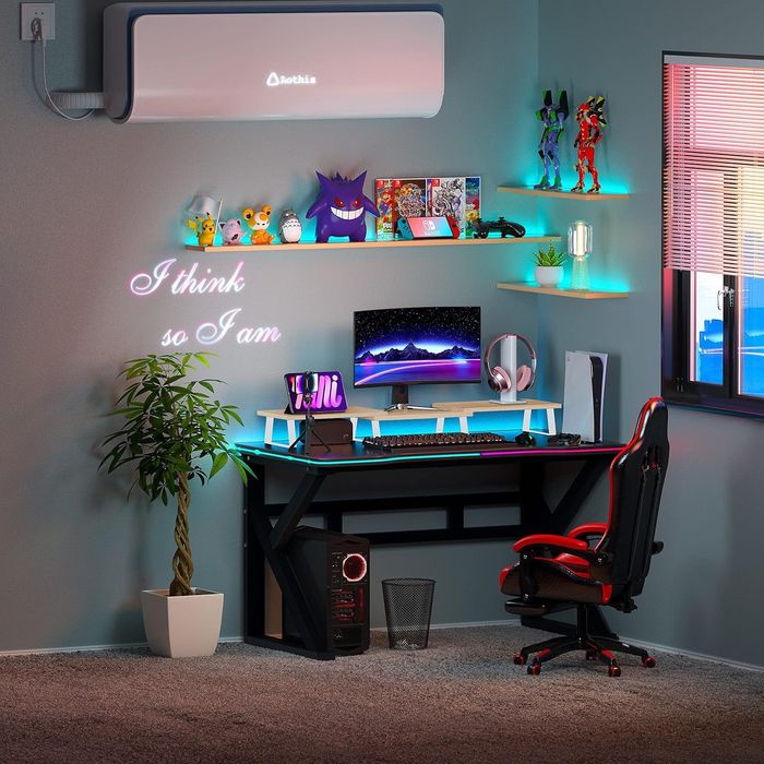 Duży stojak na monitor 110 cm Drewniany stojak pd laptopa Biały