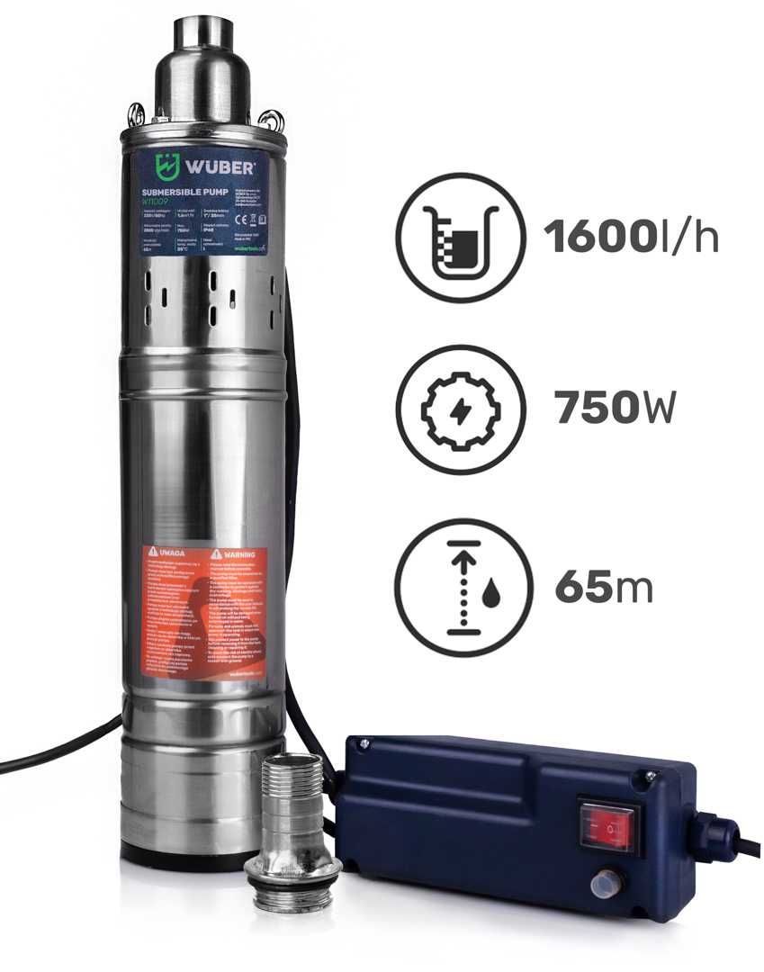 POMPA Śrubowa GŁĘBINOWA 750W DO WODY CZYSTEJ 1" do studni 1600L/h 2343