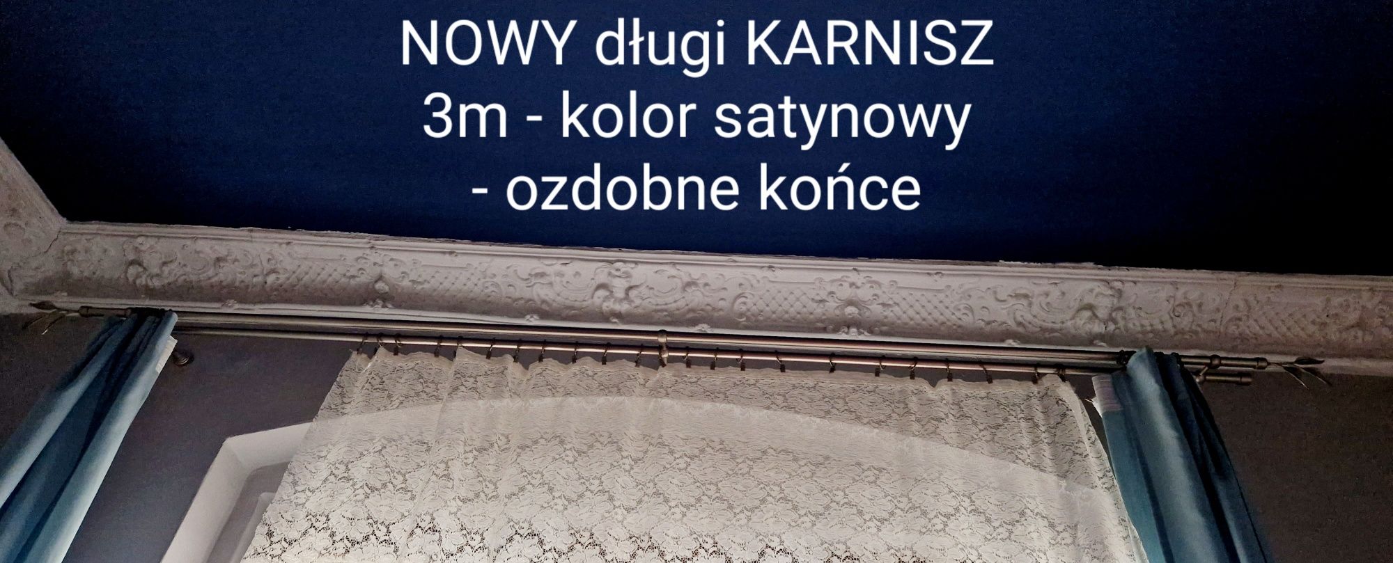 Podwójny 2,4m Długi KARNISZ w kolorze Satynowym