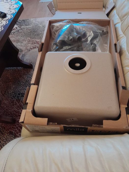 Zlewozmywak granitowy MYQ Color Long LONG3COL Beżowy + bateria