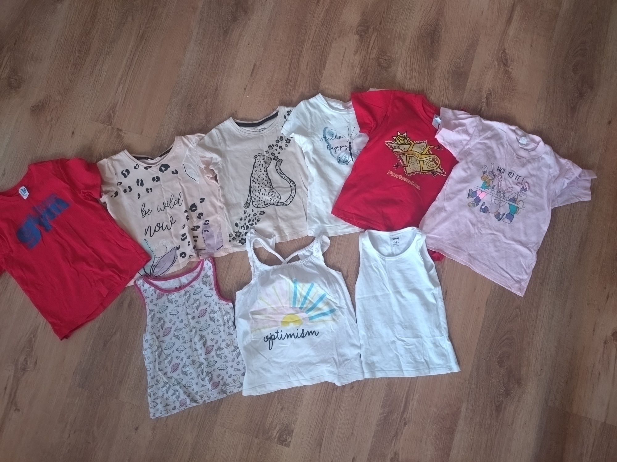 6 x T-shirt+ 3 x koszulka bez rękawów dla dziewczynki rozmiar 98