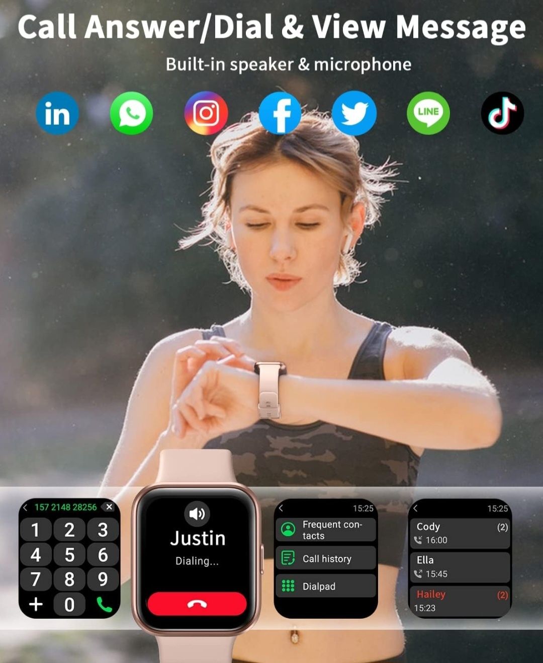 Tenski 208 plus Inteligentny zegarek dla kobiet i mężczyzn z Bluetooth