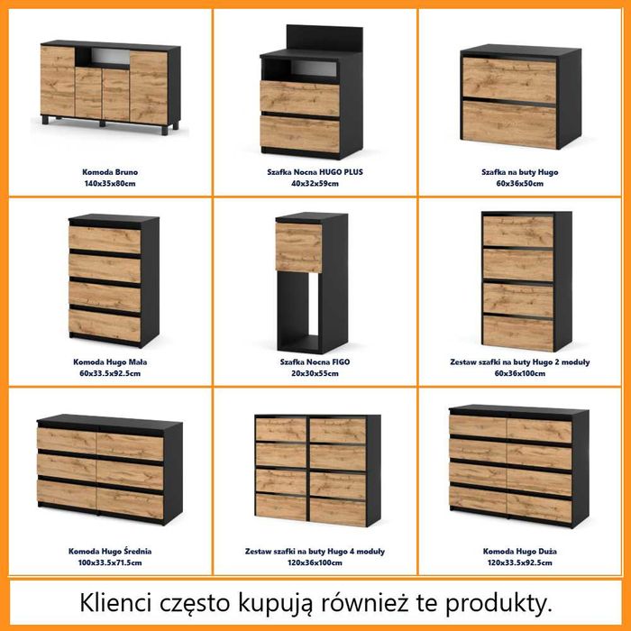 Dwudrzwiowa Szafa Hugo 90cm Nowoczesna Garderoba Sypialnia 2 Szuflady