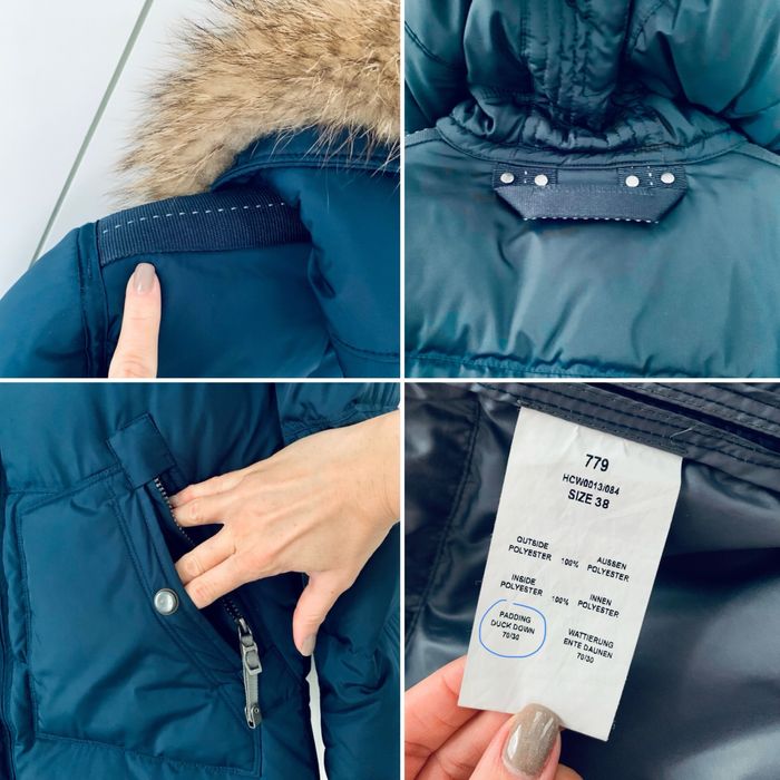 Płaszcz Kurtka Zimowy •puchowy •kaptur z „misiem” •granatowy •rozm.M