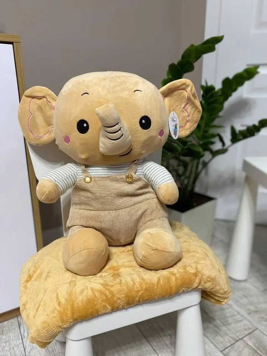 Слонёнок 3в1: плед, подушка и игрушка в одном (50 см, бежевый)