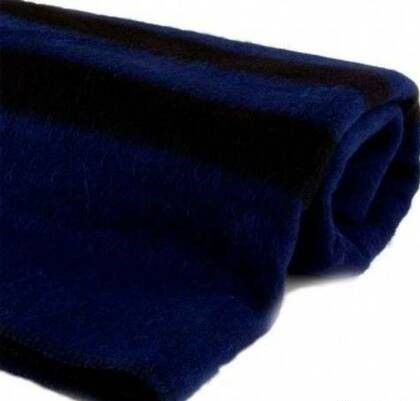 Одеяло армейское полушерстяное 140х205см (синее с черными полосами)