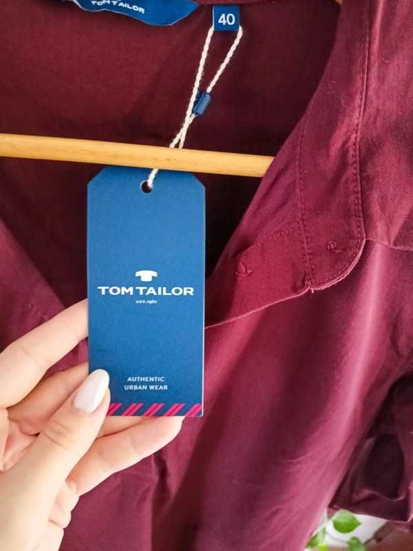 Sukienka Tom Tailor 40 L bordowa 75% bawełna