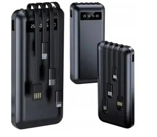 Power Bank 20000mAh 4 кабелі Павер банк 4 в 1 USB LCD