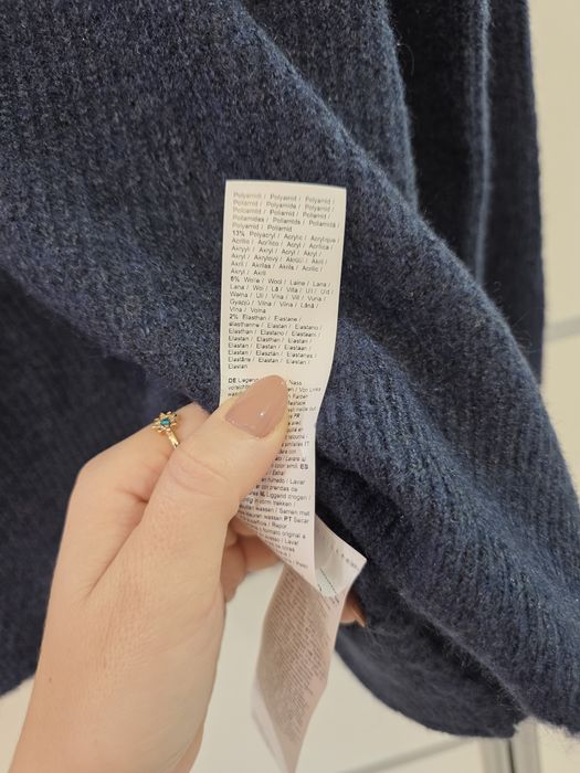 Granatowy luźny sweterek nowy golf L